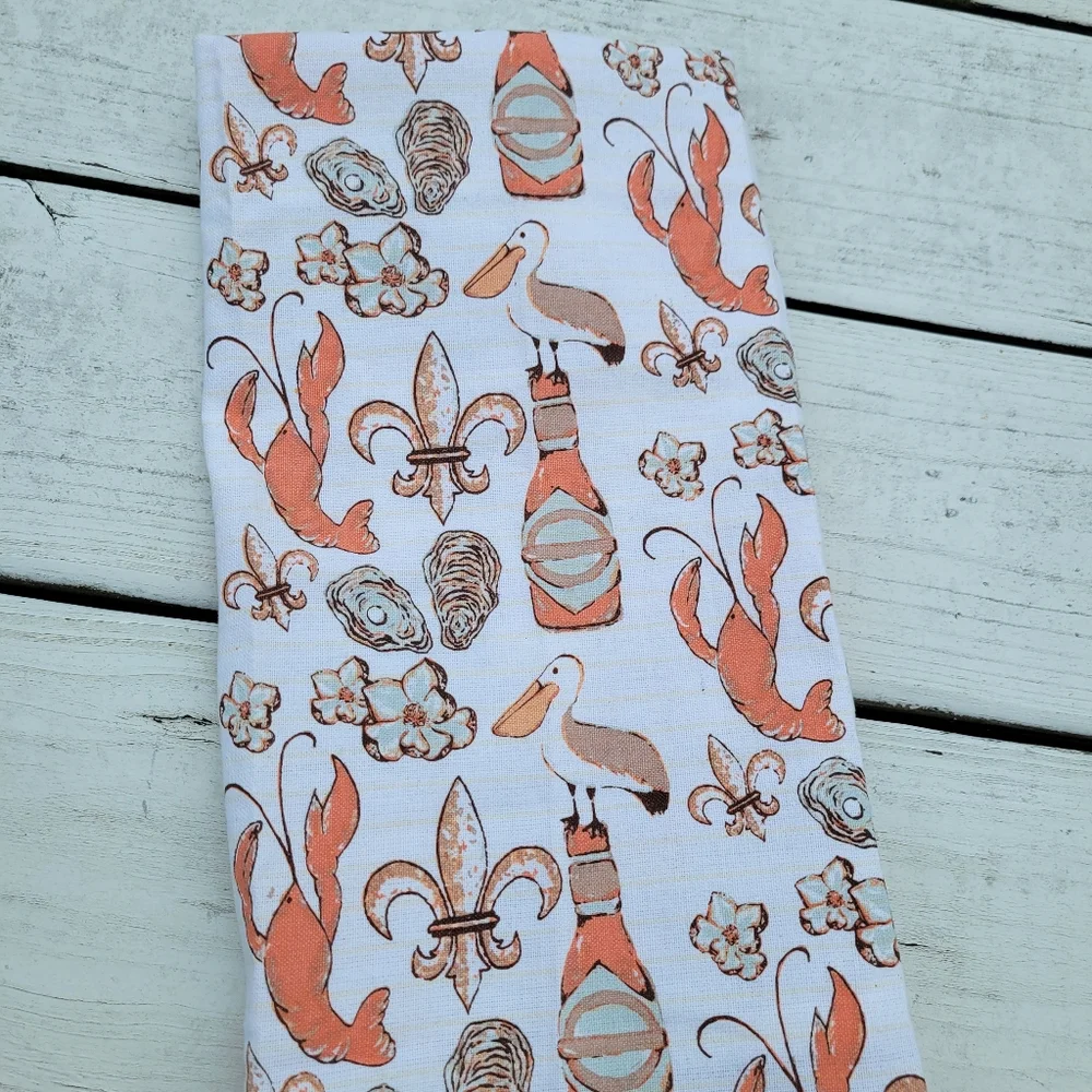 Seafood Tea Towel ~ The Royal Standard ~ Cajun ~ Nautical ~ Pelican ~ Oyster ~